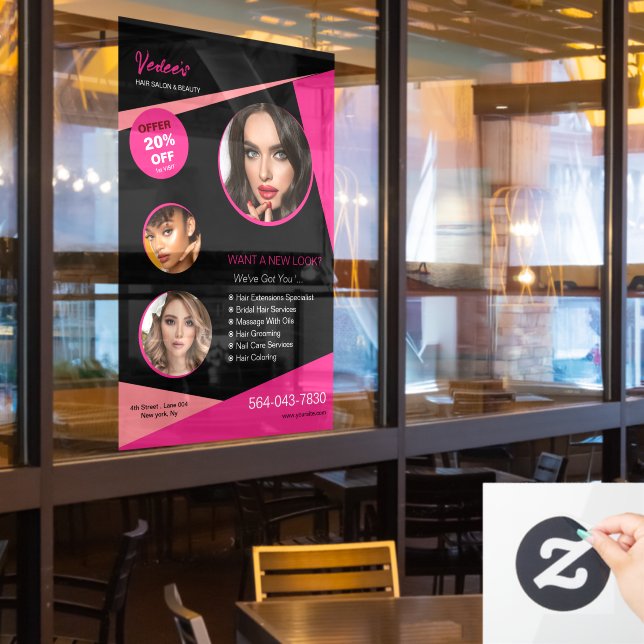 Pegatina para ventana de servicios de salón (ventana del restaurante)