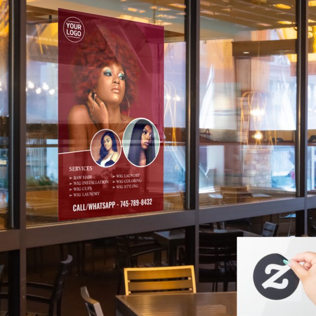 Pegatina para ventana de servicios de salón de pel (ventana del restaurante)