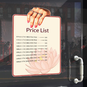 Pegatina para ventana lista de precios