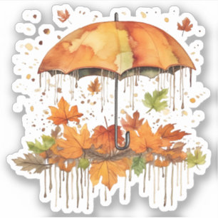 Pegatina Paraguas acuáticos y hojas coloridas