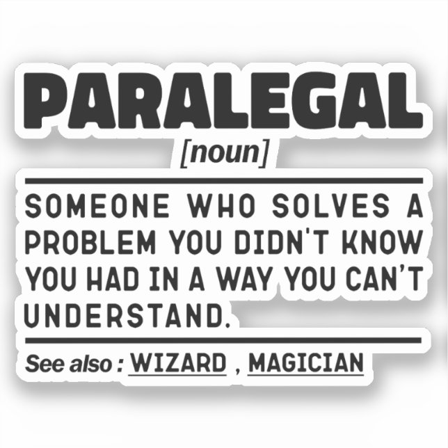 Pegatina Paralegal Noun Definition Legal Assistant Humor (Anverso)