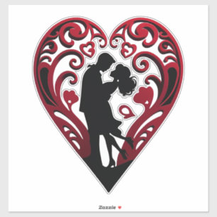 Pegatina Pareja Bailando Dentro De Un Corazón Rojo Ornament