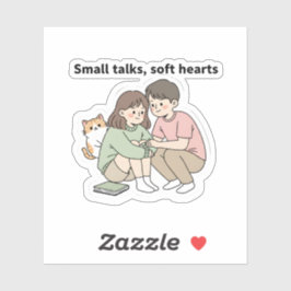Pegatina Pareja con mascota – Diseño de Pequeñas Charlas, C