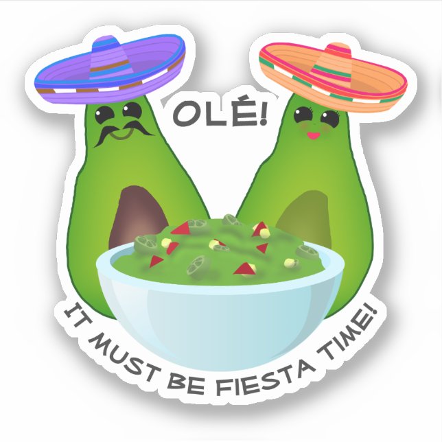 Pegatina Pareja de aguacate y guacamole (Anverso)