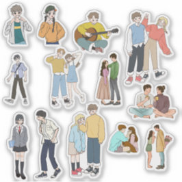 Pegatina Pareja de Anime Estético y Amigos Vida Casual Vini