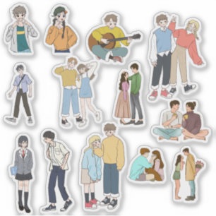 Pegatina Pareja de Anime Estético y Amigos Vida Casual Vini