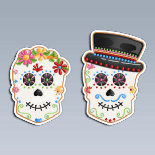 Pegatina Pareja de Calavera de Azúcar del Día de Muertos Ga