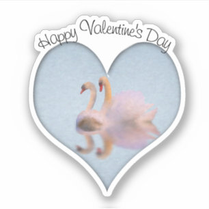 Pegatina Pareja de cisnes compañeros de vida San Valentín 