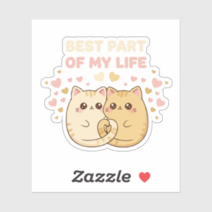 Pegatina Pareja de Gatos Kawaii Adorables Enamorados La M
