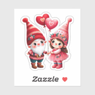 Pegatina Pareja de Gnomes de San Valentín