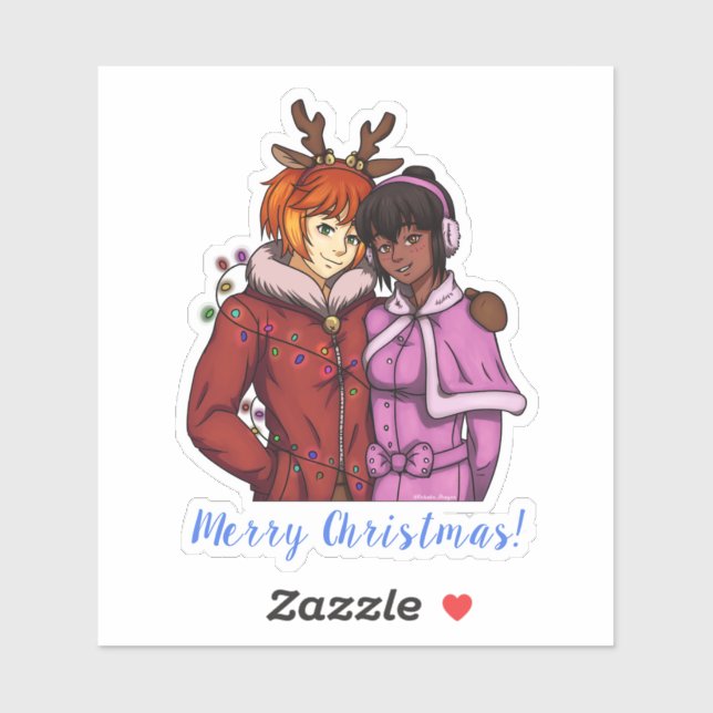 Pegatina Pareja de navidades (Hoja)