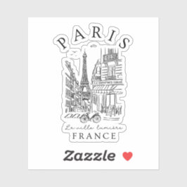 Pegatina París Francia – Boceto de recuerdo Torre Eiffel y 