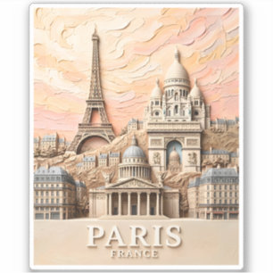 Pegatina París Francia Europa Moderno Pastel Texturizado Vi