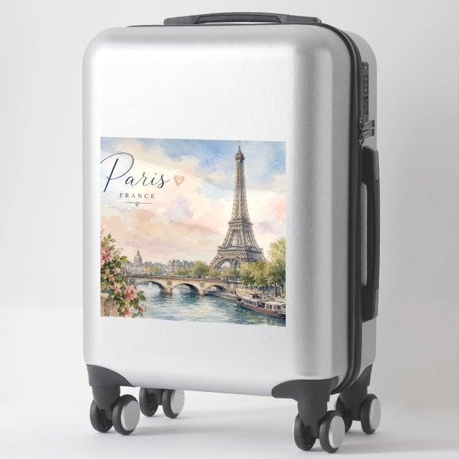 Pegatina París Francia Torre Eiffel río Sena  (Maleta)