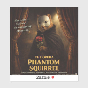 Pegatina Parodia de la Ópera del Fantasma de la Ardilla