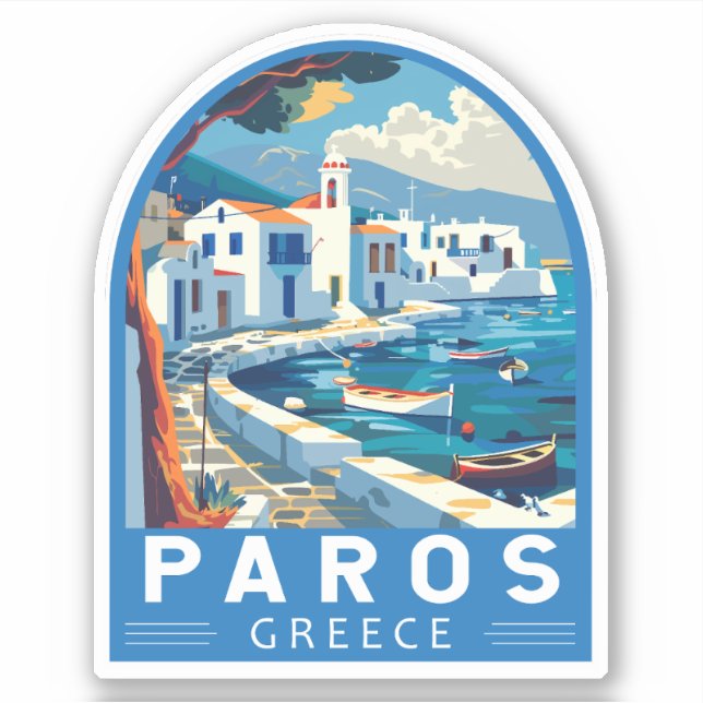 Pegatina Paros Grecia Viaje de arte (Anverso)