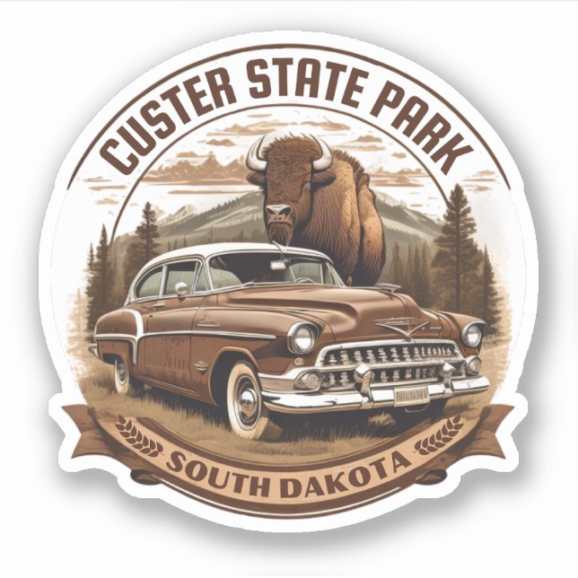 Pegatina parque estatal custer dakota del sur (Anverso)