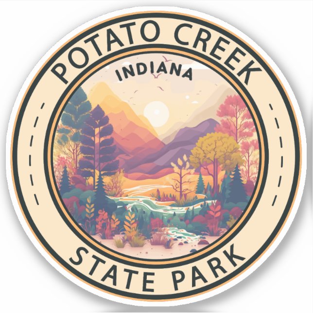 Pegatina Parque estatal de la Potato Creek Emblem Indiana (Anverso)