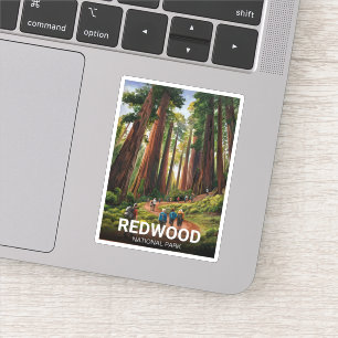Pegatina Parque estatal de secuoya, Coastal California