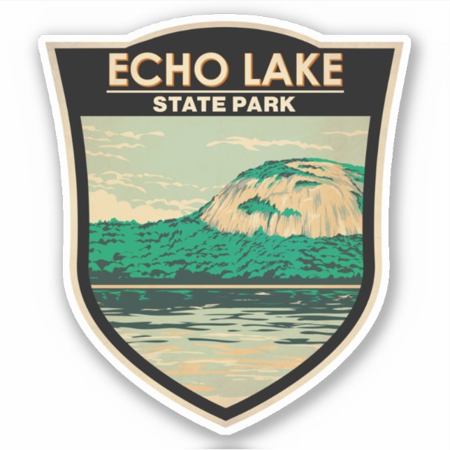 Pegatina Parque Estatal Echo Lake New Hampshire Vintage (Anverso)
