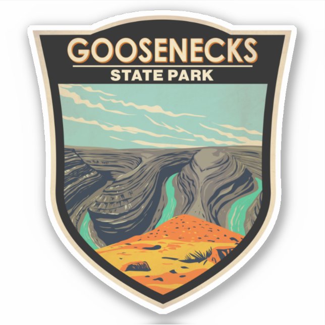 Pegatina Parque estatal Goosenecks Utah Vintage (Anverso)