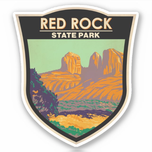 Pegatina Parque Estatal Red Rock Arizona Vintage (Anverso)