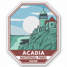 Parque nacional Acadia faro Maine Emblem retro
