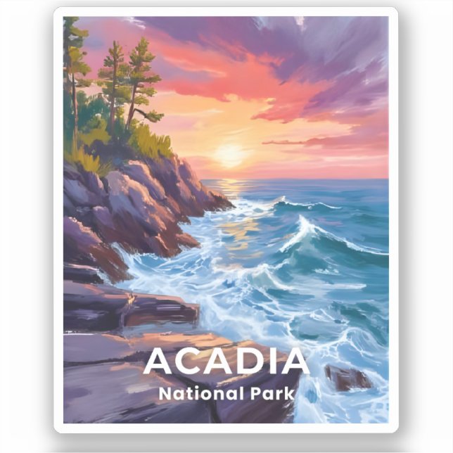 Pegatina Parque Nacional Acadia | Otter Cliffs Viajes a Mai (Anverso)