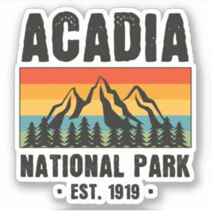 Pegatina Parque nacional Acadia, Vintage de Maine Retro