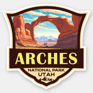 Pegatina Parque nacional Arches Ilustracion Retro