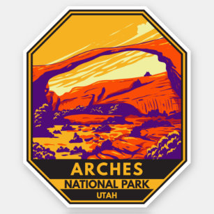 Pegatina Parque nacional Arches Paisaje Utah Vintage