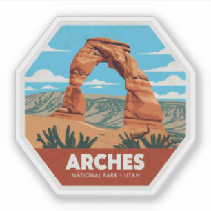 Pegatina Parque nacional Arches Viajes de la época de Utah