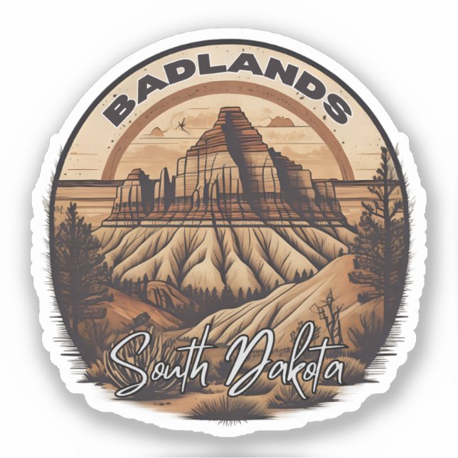 Pegatina Parque nacional Badlands (Anverso)