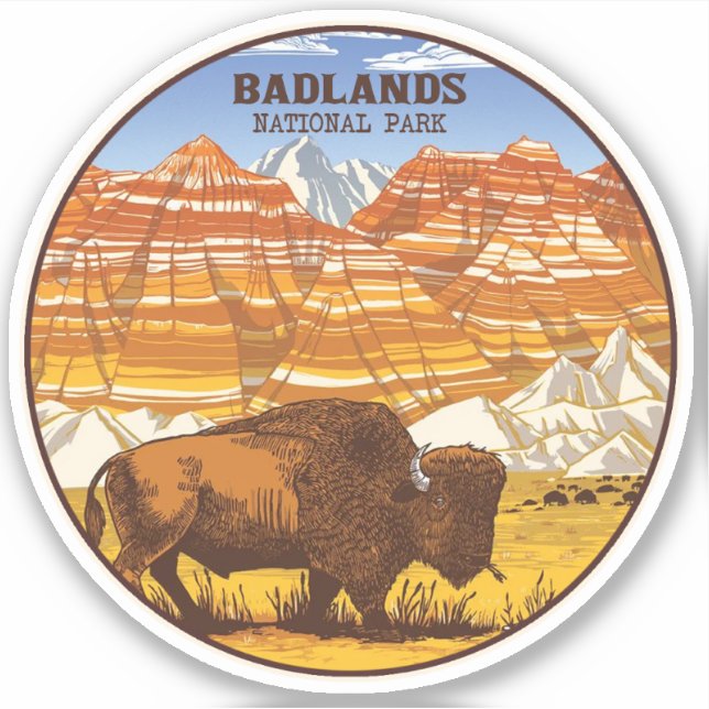 Pegatina Parque nacional Badlands (Anverso)