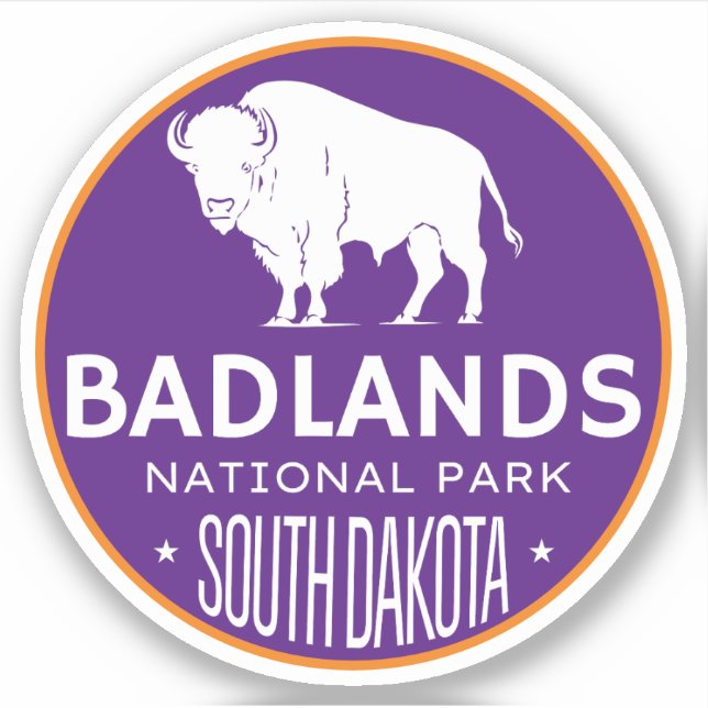 Pegatina Parque nacional Badlands bisonSouth dakota viaje p (Anverso)