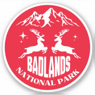 Pegatina Parque Nacional Badlands ciervos viaje por carrete