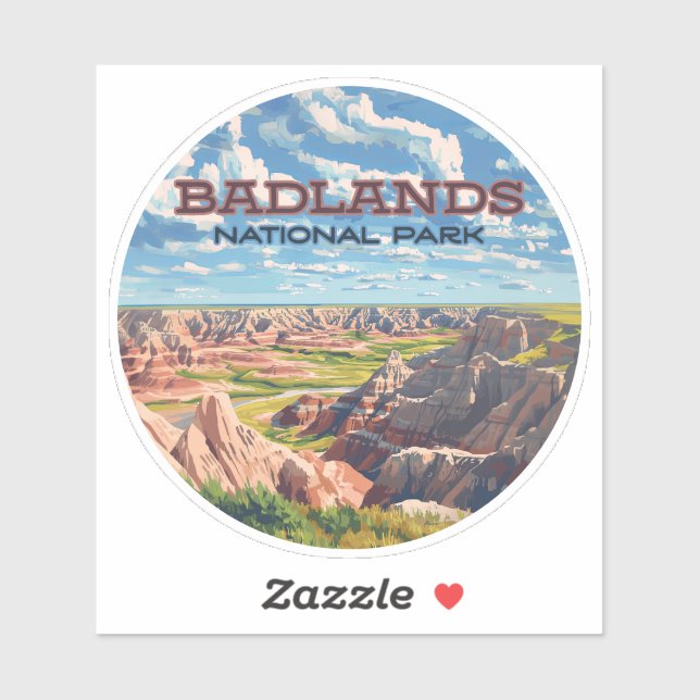 Pegatina Parque nacional Badlands Dakota del Sur (Hoja)