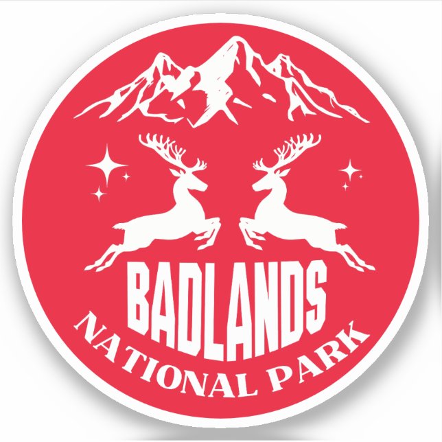 Pegatina Parque nacional Badlands Deer South dakota (Anverso)