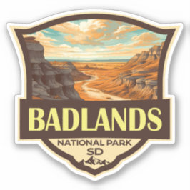 Pegatina Parque nacional Badlands Ilustracion Retro