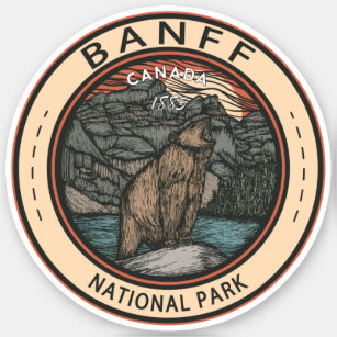 Pegatina Parque nacional Banff Canadá Viaje Emblem Vintage