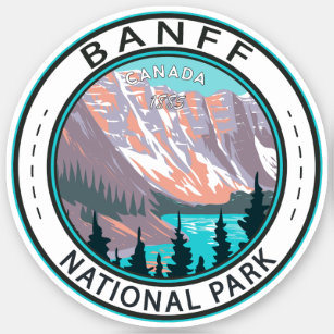 Pegatina Parque nacional Banff Lago Moraine Vintage