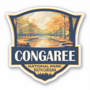 Pegatina Parque nacional Congaree Ilustracion Viaje Viaje V
