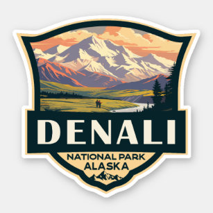 Pegatina Parque nacional de Denali Ilustracion Viaje Viaje 