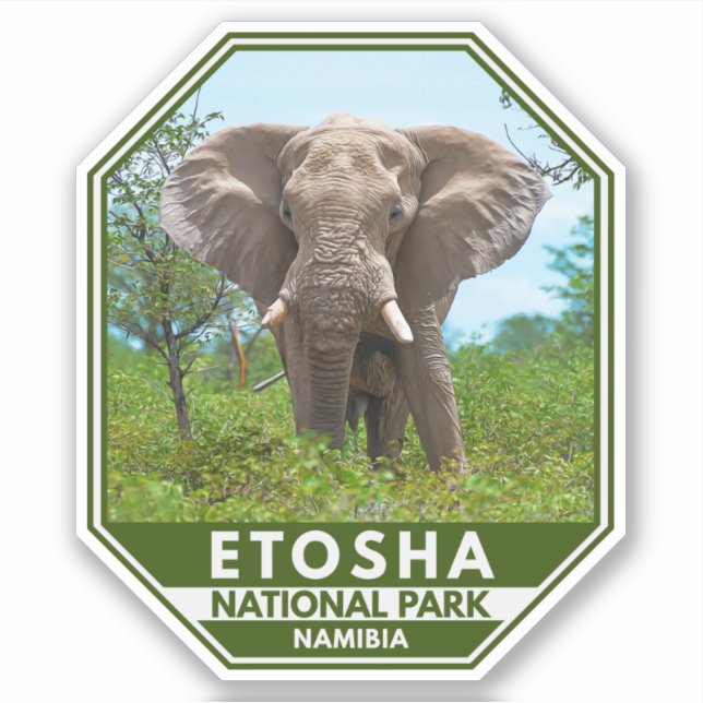 Pegatina Parque nacional de Etosha, Acuarela de Elefante de (Anverso)