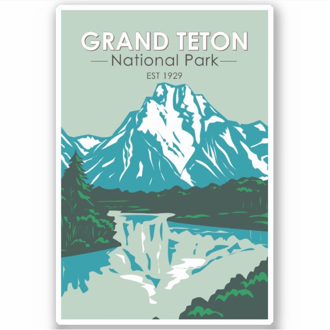 Pegatina Parque nacional de Grand Teton Wyoming Jackson Hol (Anverso)