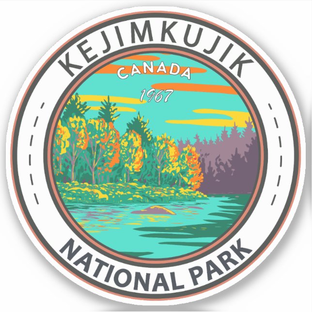Pegatina Parque nacional de Kejimkujik aún retro en Canadá (Anverso)