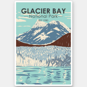 Pegatina Parque nacional de la Bahía del Glaciar Alaska Vin