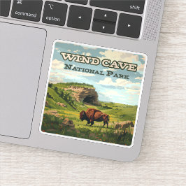 Pegatina Parque nacional de la Cueva del Viento Bison Dakot