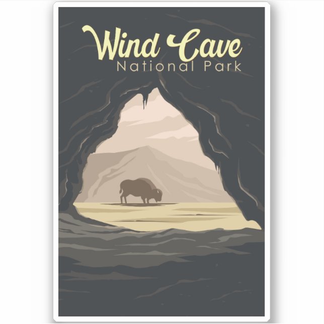 Pegatina Parque nacional de la Cueva del Viento Ilustracion (Anverso)