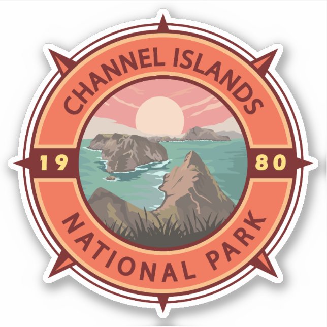 Pegatina Parque nacional de las Islas del Canal Compa Retro (Anverso)